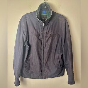 LONDON FOG Men’s Navy Blue Windbreaker Jacket with Green Mesh Lining Size Large